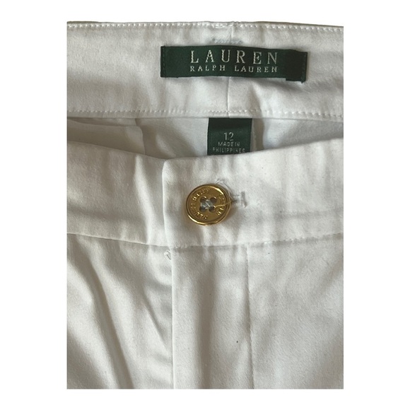 Lauren Ralph Lauren Slim-Fit Flat Front Trousers White Straight-Leg Dress Pants - Picture 7 of 8